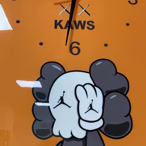 Modern KAWS Clock, KAWS Companion Orange Wall Clock Artsy Wall Clock Decoration - Picture 4 of 13
